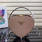 Fashion Prada Saffiano Original Leather Tote Heart Bag 1BH144 Pink HV07004OM51