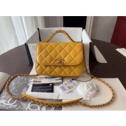 First-class Quality Chanel Shoulder Bag Original Leather Yellow 63593 Gold HV07158fm32