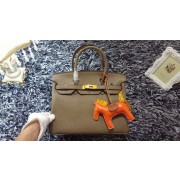 First-class Quality Hermes Birkin 30CM tote bags litchi leather H30 gray HV00258xO55