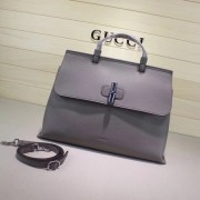 Gucci Bamboo Daily Leather Top Handle Bags 370830 gray HV08815CI68