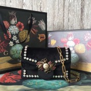 Gucci broadway mini Velvet Shoulder Bag 489218 black HV00494nU55