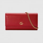 Gucci GG Marmont leather chain wallet 546585 Hibiscus red HV10931vX33