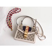 Gucci Sylvie GG Supreme canvas mini bag 470270 white HV01467tQ92