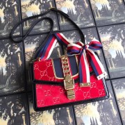 Gucci Sylvie GG velvet small shoulder bag 524405 red HV06475De45