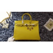 Hermes Birkin 35cm tote bag litchi leather H35 lemon yellow HV09081UF26