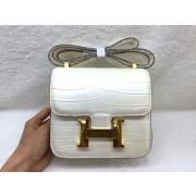 Hermes Constance Bag Croco Leather 3326 White HV10975VF54