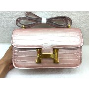 Hermes Constance Bag Croco Leather 3327 Pink HV07826Yr55