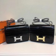 Hermes Constance Bag Croco Leather H6811 black HV02408EB28
