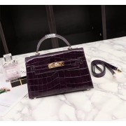 Hermes Kelly 19cm Tote Bag crocodile Leather KL19 purple HV07590uT54