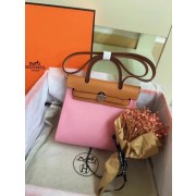 Hermes mini Herbag Original Canvas Leather & Calfskin 45987 pink&brown HV06895dE28