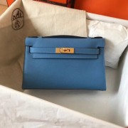 Hermes original epsom leather kelly Tote Bag KL2833 blue HV02902SS41