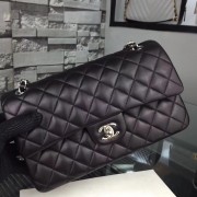 High Quality Imitation Chanel Classic original Sheepskin Leather Shoulder Bag A1112 black silver chain HV01440Vu82