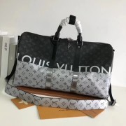High Quality Replica Louis Vuitton Monogram Canvas Keepall 50CM with Shoulder Strap 43817 silver.black HV04163aR54