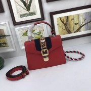 Imitation 1:1 Gucci GG original leather sylvie embroidered mini bag A470270 red HV07022LT32