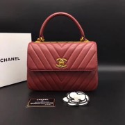Imitation AAA Chanel Classic Top Handle Bag V2371 red sheepskin gold chain HV00222RP55