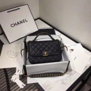 Imitation AAA Chanel flap bag leather & Gold Metal AS0970 black HV09302RP55