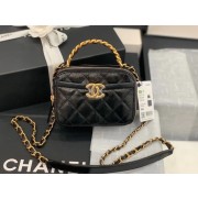 Imitation AAA Chanel minil tote bag Sheepskin & Gold-Tone Metal AS2179 black HV09097kf15