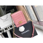 Imitation Boy chanel handbag Grained Calfskin & Gold-Tone Metal AS0130 pink HV00967Xr29