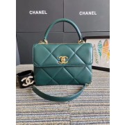 Imitation Chanel CC original lambskin top handle flap bag A92236 green&Gold-Tone Metal HV11694Nj42