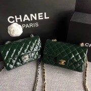 Imitation Chanel Classic Flap Bag original Patent Leather 1117 green HV00348lH78