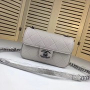 Imitation Chanel mini Leather cross-body bag 7739 grey HV03091Dl40