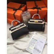 Imitation Fashion Hermes Kelly 19cm Shoulder Bags Epsom Leather KL19 black HV09023kd19