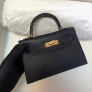 Imitation Hermes Kelly 20cm Tote Bag Original Leather KL20 black HV00229SU34