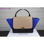 Knockoff Best Celine Trapeze Bag Original Leather3342-1 apricot&black&brilliant blue HV00970sm35