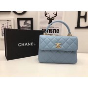 Knockoff Chanel Classic Top Handle Bag 2371 sky blue sheepskin gold chain HV00027JF45