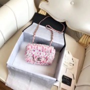 Knockoff Chanel Flap Bag Knit & Silver-Tone Metal A57651 Pink White & Dark Pink HV06935Ez66