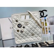 Knockoff Chanel Original Soft Leather Bag & Gold-Tone Metal AS1431 white HV08792cS18