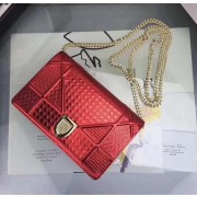 Knockoff DIORAMA WALLET ON CHAIN CLUTCH METALLIC CALFSKIN WITH MICRO-CANNAGE MOTIF S0328 red HV01897JF45