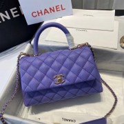 Knockoff High Quality Chanel flap bag with top handle A92990 purple HV08546Lg12
