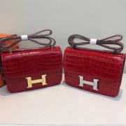 Knockoff High Quality Hermes Constance Bag Croco Leather H6811 red HV07451Lg12