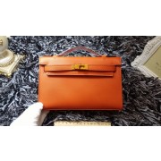Knockoff High Quality Hermes Kelly 22cm mini tote bag calf leather K011 orange HV01265FA65