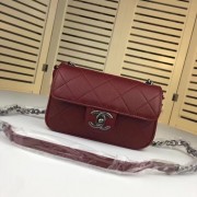 Luxury Chanel mini Leather cross-body bag 7739 Dark red HV11505UV86