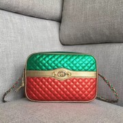 Luxury Gucci Laminated leather small shoulder bag 541061 Green and red HV09596QT69