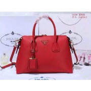 Luxury Prada litchi leather two-handle bag 0889 red HV01611QT69