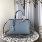 Prada Double Tote Bag Litchi Leather 1579 Light Blue HV05292UE80