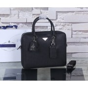 Prada Saffiano Calf Leather Briefcase P003 Black HV09951nE34
