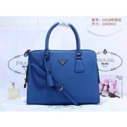 Replica 2015 Prada pearl leather tote bag 0922 blue HV00991nB47