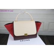 Replica Celine Trapeze Bag Original Leather 3342-1 off white&purplish red&red HV05687ij65