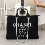 Replica Chanel Canvas Tote Shopping Bag 9098 black HV07942zR45