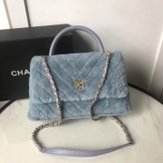 Replica Chanel flap bag with top handle A92991 light blue HV09355cK54