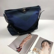 Replica Chanel Medium Canvas Tote Shopping Bag 95105 blue&black HV00105Kg43