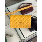 Replica Chanel Original Leather Chain Wallet AP0724 yellow HV09493Yn66