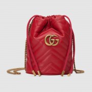 Replica Gucci GG Marmont mini bucket bag 575163 Hibiscus red HV08611nB47