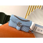 Replica Gucci GG Marmont small shoulder bag 443497 Pastel blue HV09392EO56