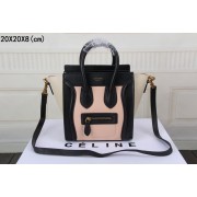 Replica Top 2015 Celine nano bag original leather 3308 light pink&black&rice white HV04544ll80