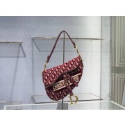 SADDLE BAG Dior Oblique Embroidered Velvet C0044 Burgundy HV07262tQ92